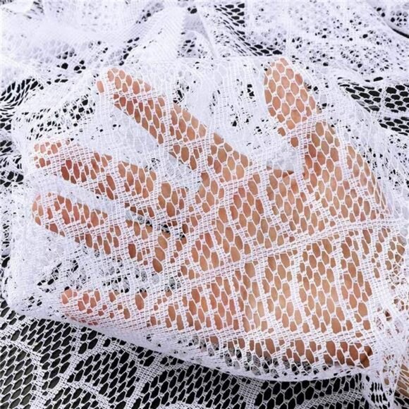 Halloween Decorations Indoor Fireplace Mantel Scarf, White Lace Spiderweb Fire - Picture 7 of 8